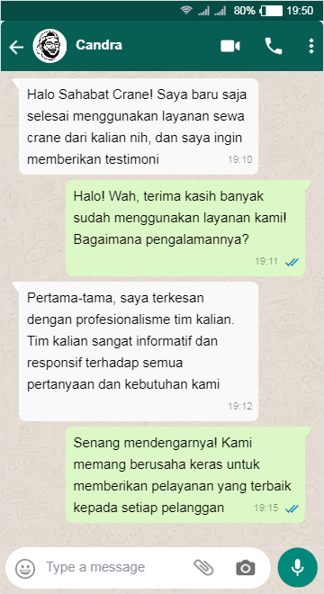 Tesrimoni Pelanggan Sahabat Crane